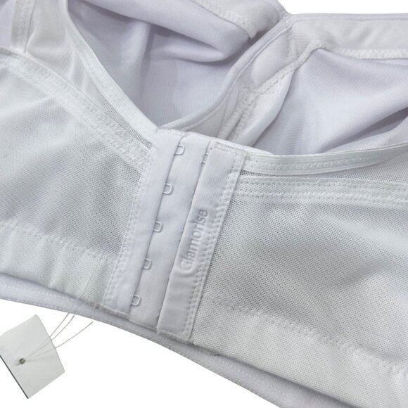 Glamorise Sport Womens White Wire-Free Sports Bra Size 46H High Support - Picture 16 of 16